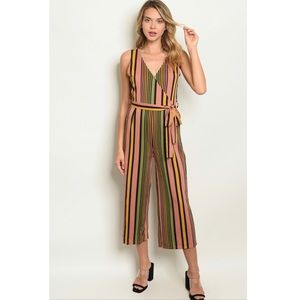 'Out On The Town' Multi Striped Cropped Jumpsuit